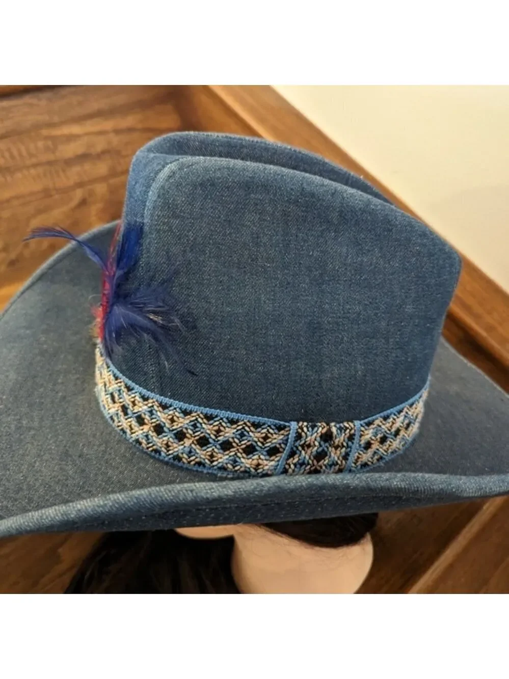 Vintage western 60's blue denim cowboy hat. Size 7-7 1/8 - Picture 15 of 16